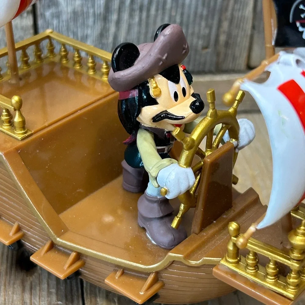 Disney Parks Pirates of the Caribbean Mickey Mouse Pirate Ship Toy Rolling Brown